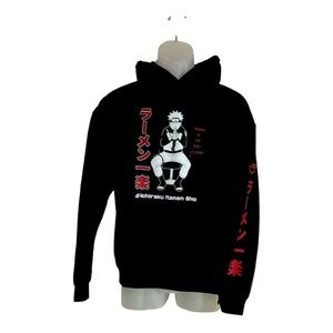 Naruto Shippuden Pullover Men’s Hoodie Black with Anime Graphics Size M